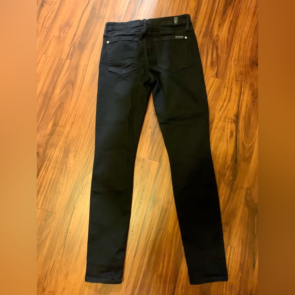 LN 7 FOR MANKIND MID RISE ANKLE SKINNY JEANS. DARK BLUE. - Picture 5 of 12